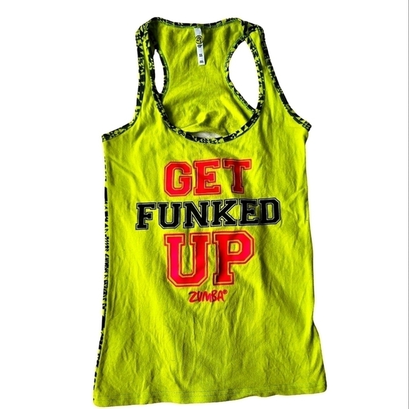 zumba Workout Tank Top in Neon Green Size XS - Picture 2 of 8